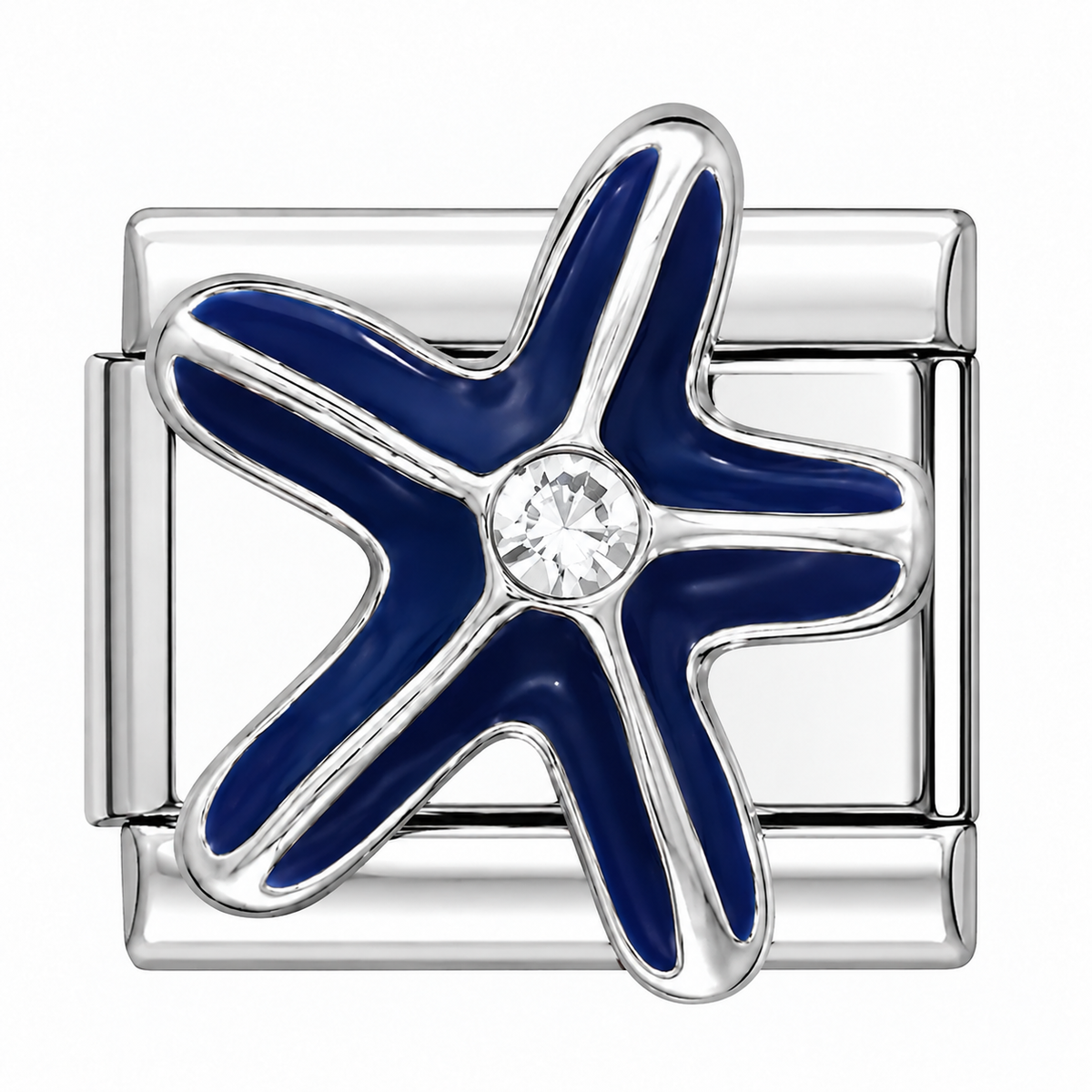 Navy Starfish with Crystal Italian Charm
