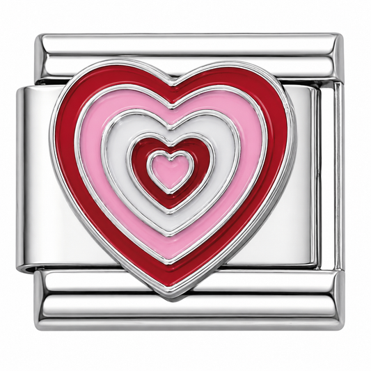 Nested Hearts in Red and Pink Italian Charm