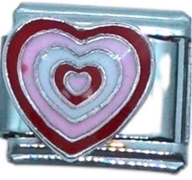 Nested Hearts in Red and Pink Italian Charm
