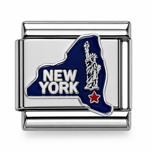 New York State Statue of Liberty Silver Italian Charm