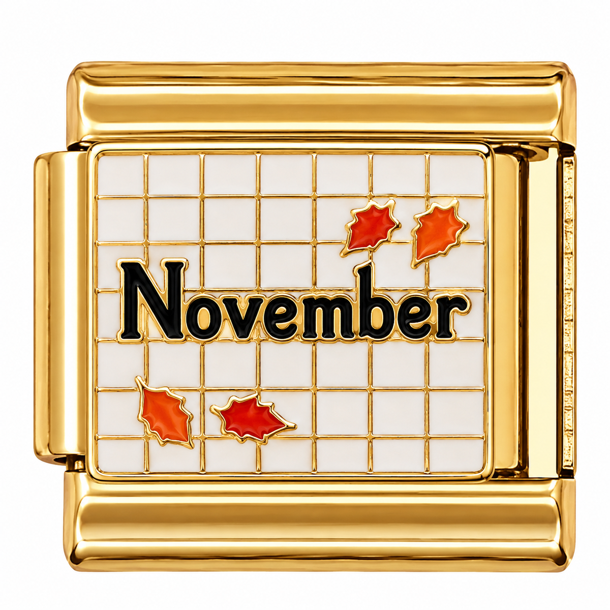 November Autumn Leaves Gold Italian Charm