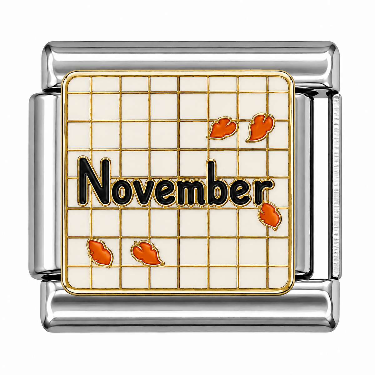 November Autumn Leaves Two-Tone Silver Italian Charm
