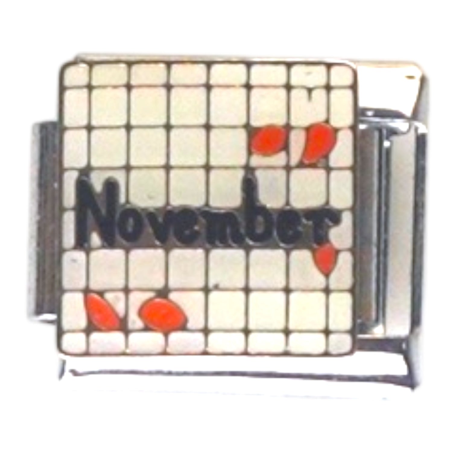 November Grid Silver Italian Charm