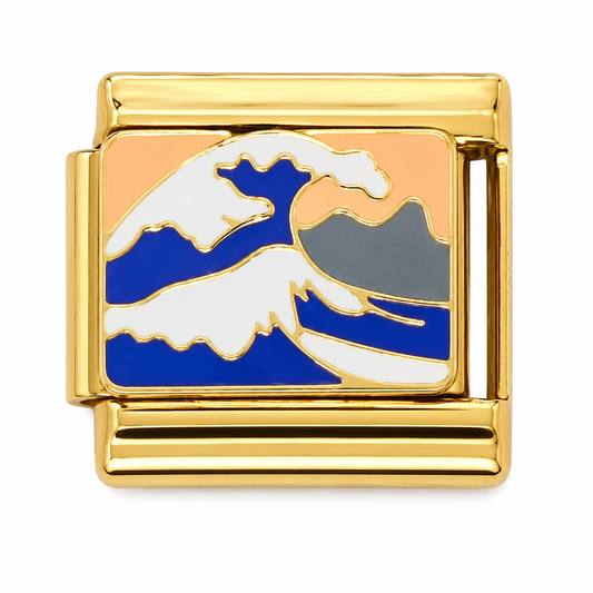 Ocean Wave Gold Italian Charm