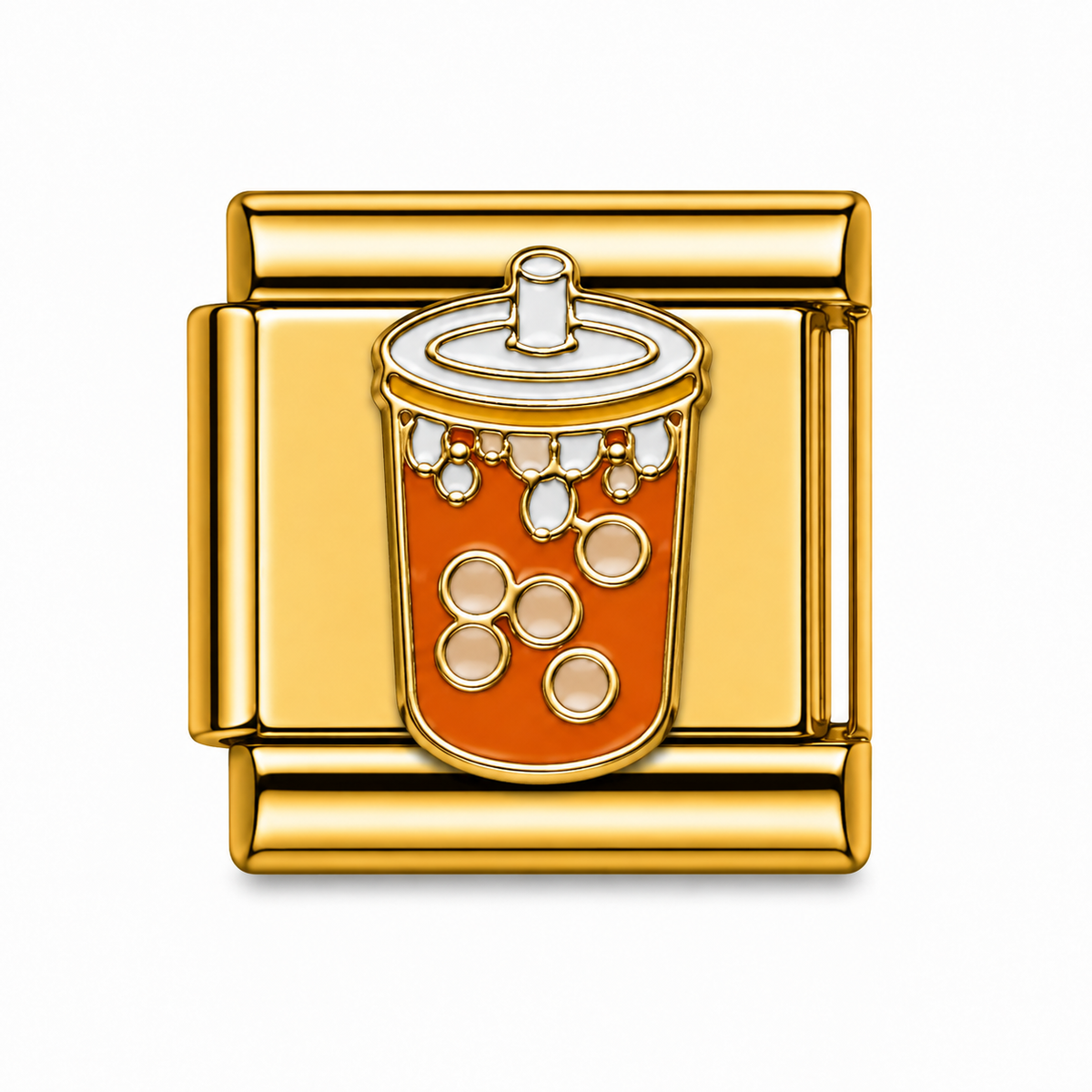 Orange Bubble Tea Gold Italian Charm