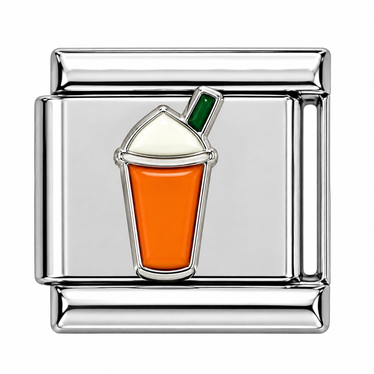 Orange Drink Silver Italian Charm