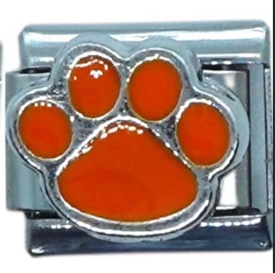 Orange Paw Print Italian Charm