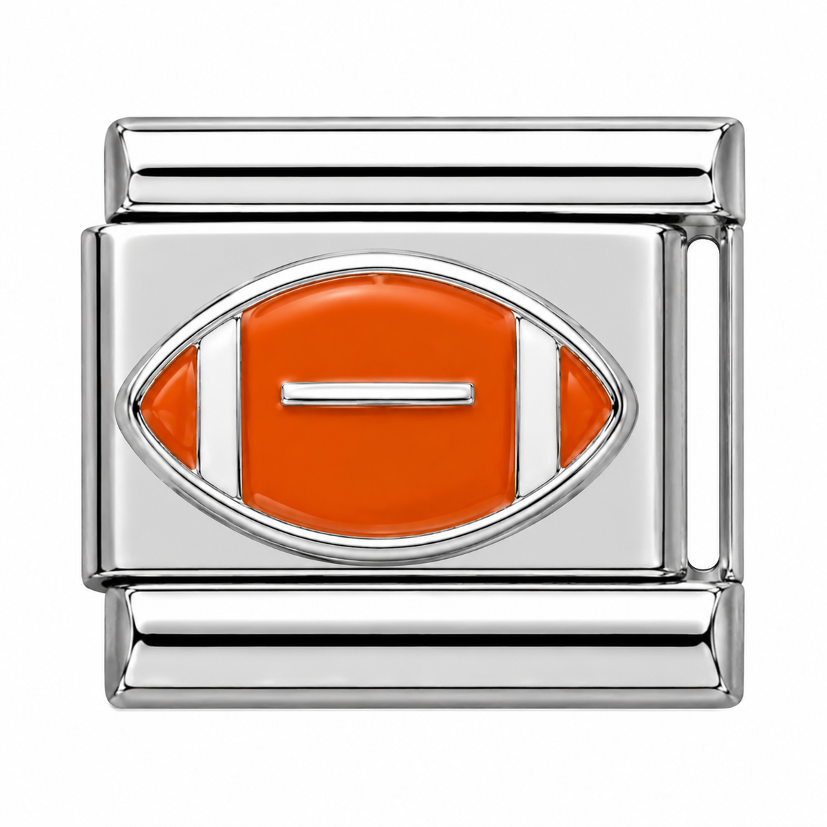 Orange Rugby Ball Silver Italian Charm
