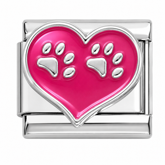 Paw Prints in Heart Italian Charm