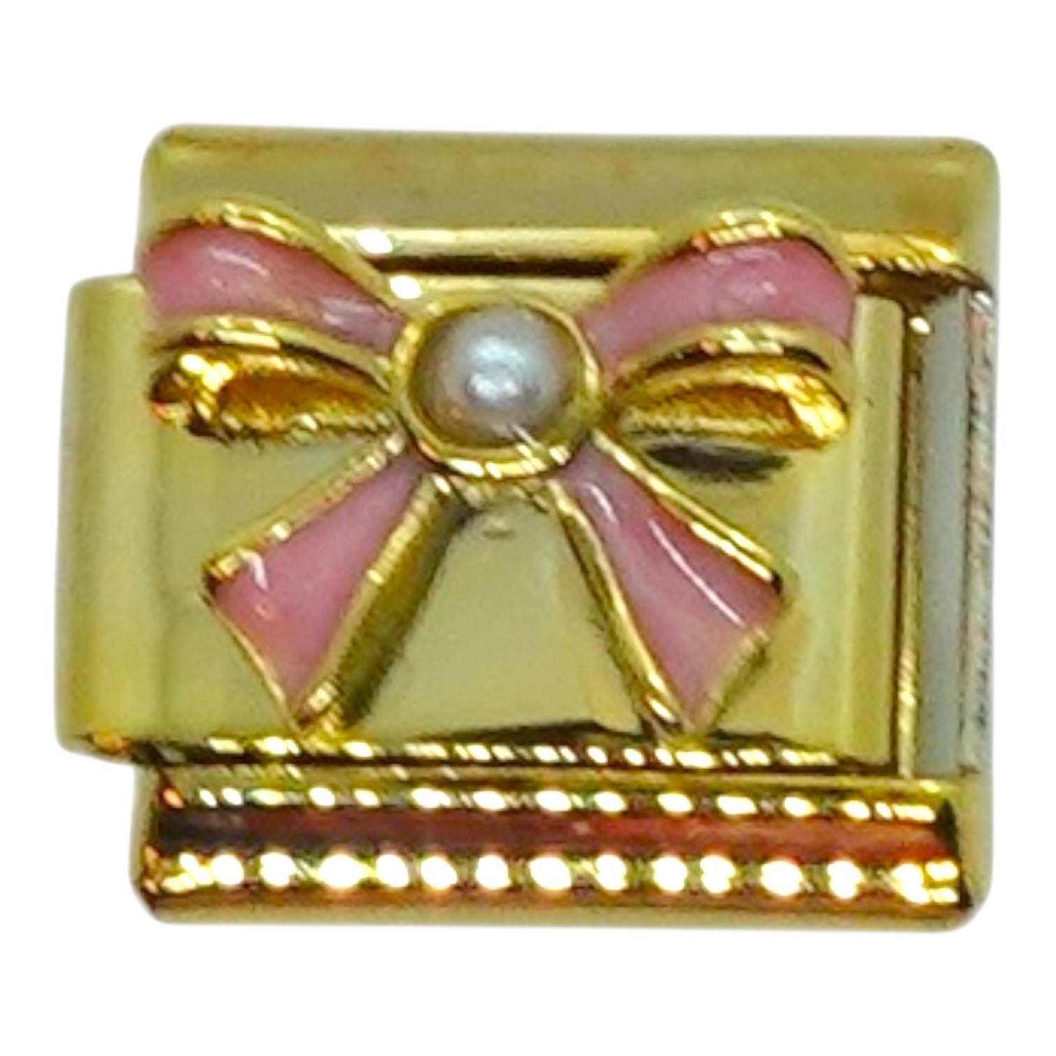 Pearl Bow Gold Italian Charm