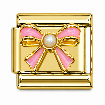 Pearl Bow Gold Italian Charm
