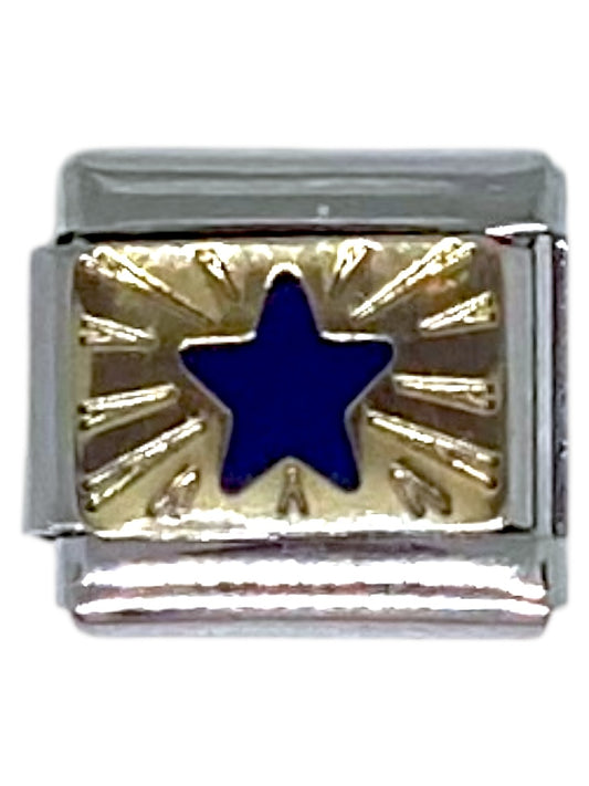 Blue Star Silver Italian Charm