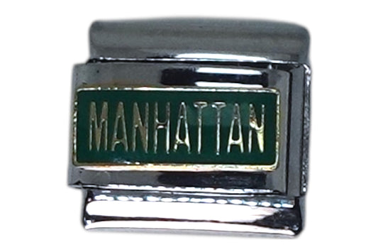 Manhattan Green Silver Italian Charm