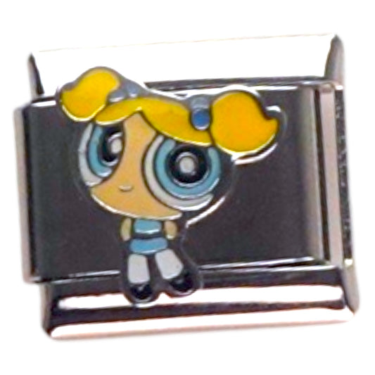Bubbles Powerpuff Girl Silver Italian Charm