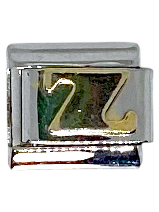 Golden Letter Z Silver Italian Charm