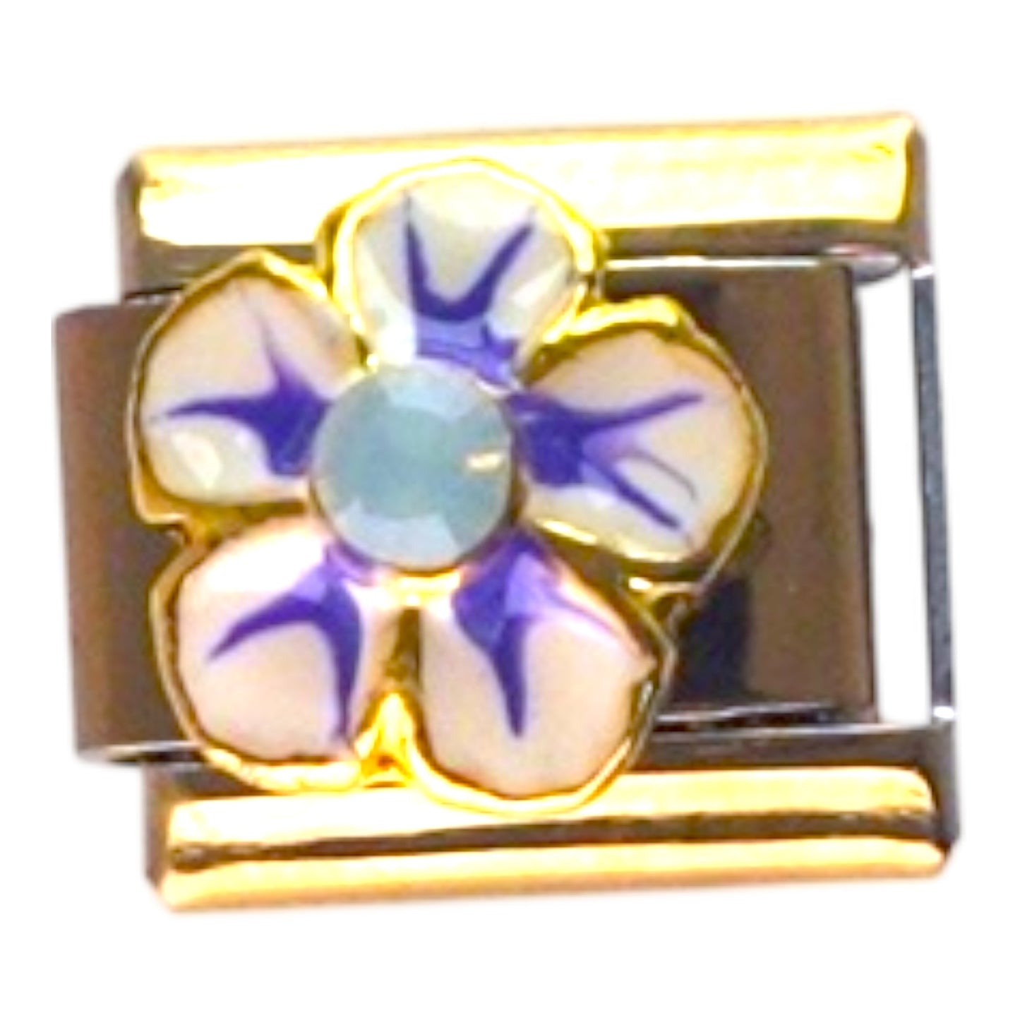 Purple Flower Gold Italian Charm