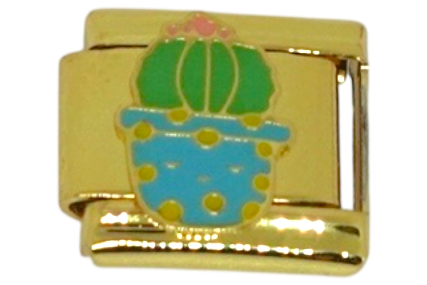 Cactus in Blue Pot Gold Italian Charm