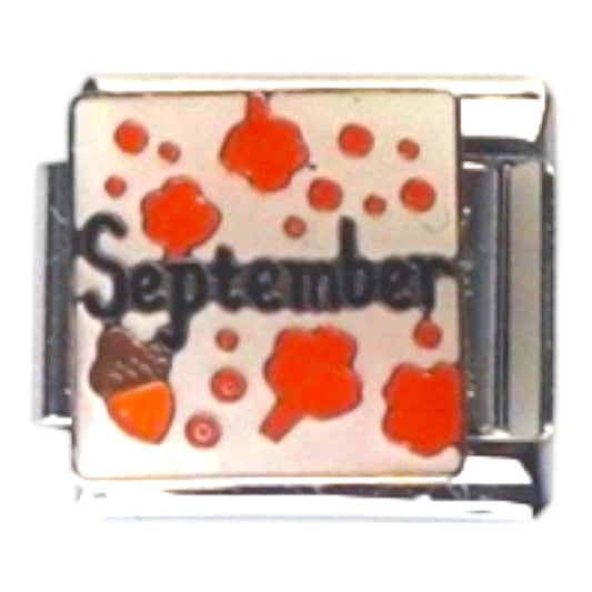 September Silver Italian Charm