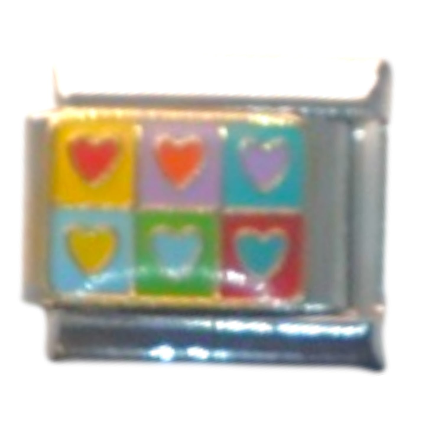 Colorful Hearts Silver Italian Charm