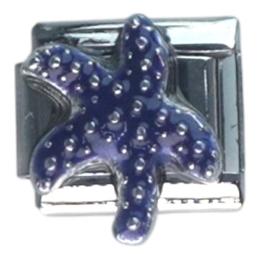 Blue Diamond Starfish Silver Italian Charm
