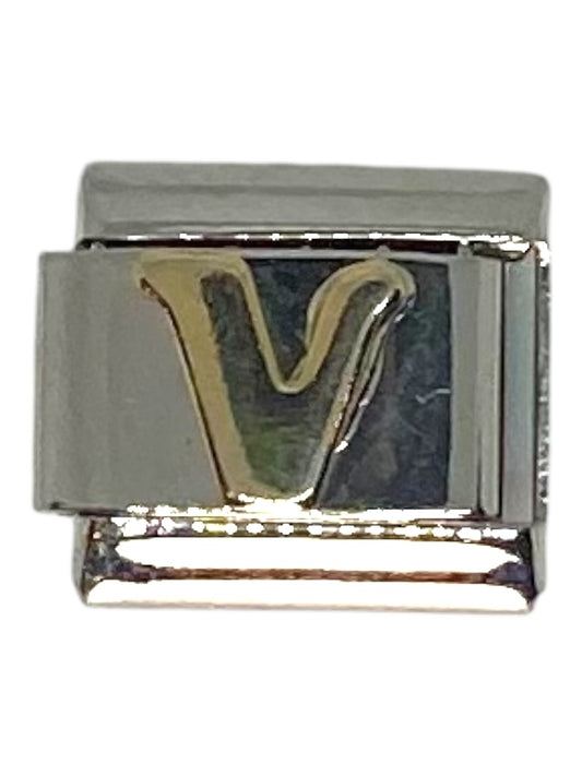 Letter V Gold & Silver Italian Charm