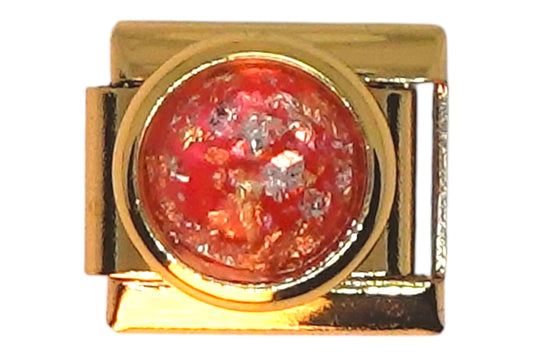 Red Glitter Gem Gold Italian Charm