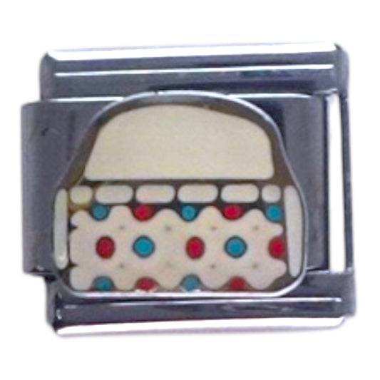 Birthday Cake Silver Italian Charm