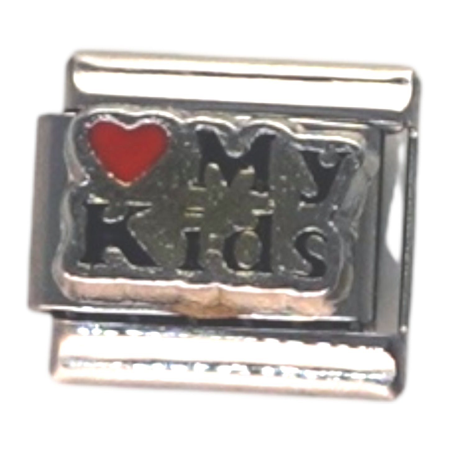 I ❤️ My Kids Silver Italian Charm