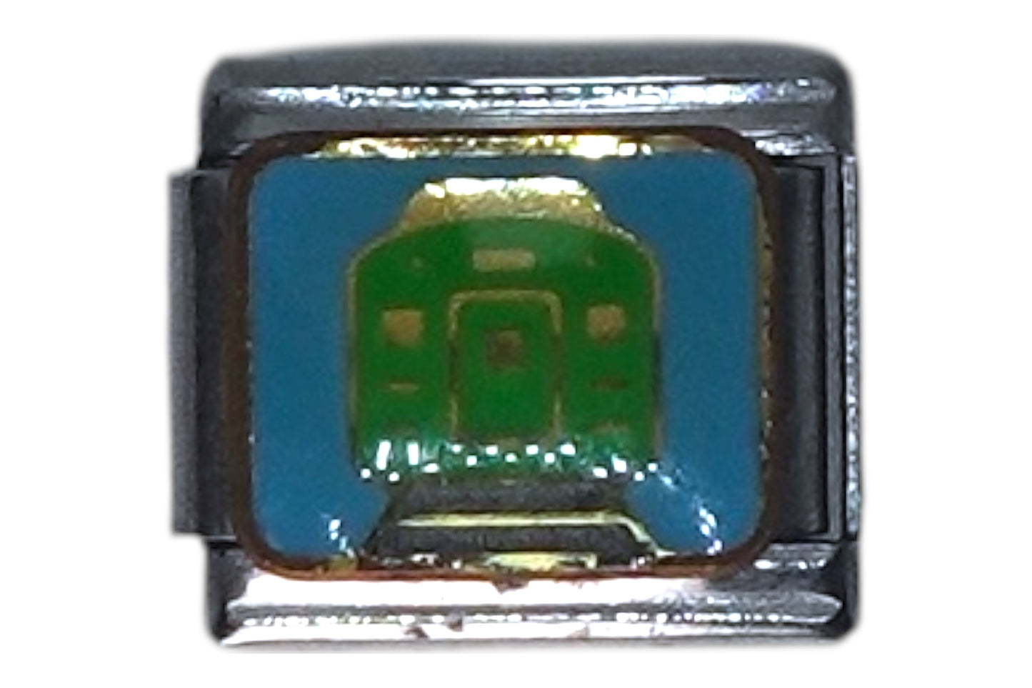 Green Train Silver Italian Charm