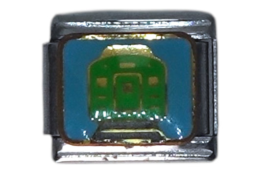 Green Train Silver Italian Charm
