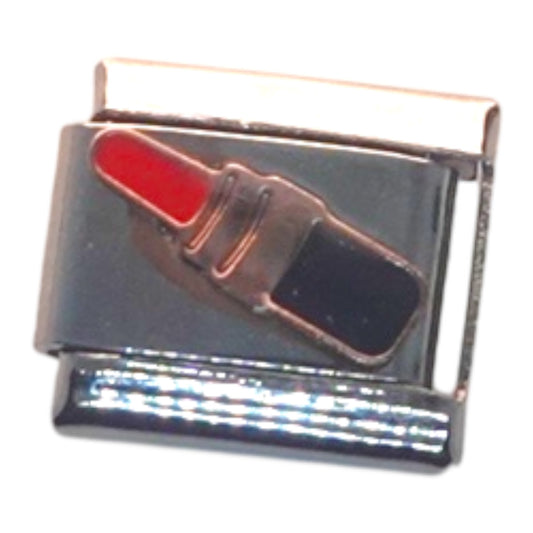 Red Lipstick Silver Italian Charm