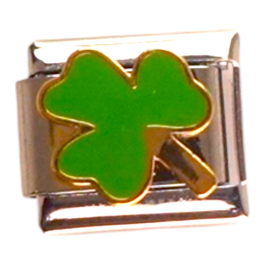 Green Clover Gold Italian Charm
