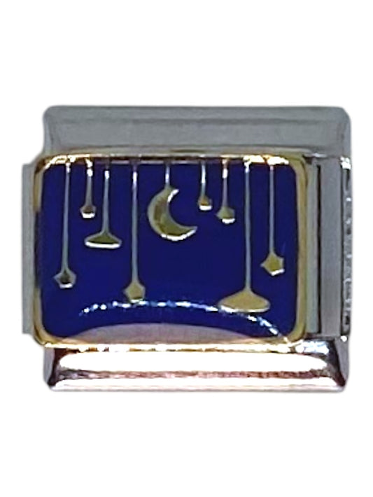 Hanging Moon & Stars Silver Italian Charm