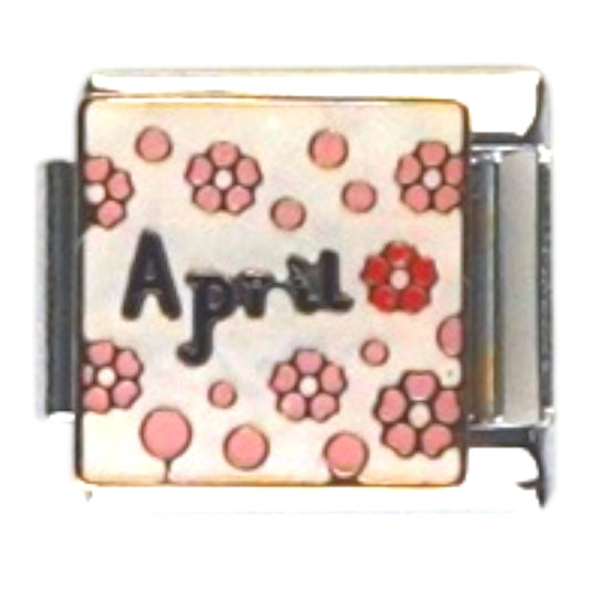 April Flowers Silver Italian Charm