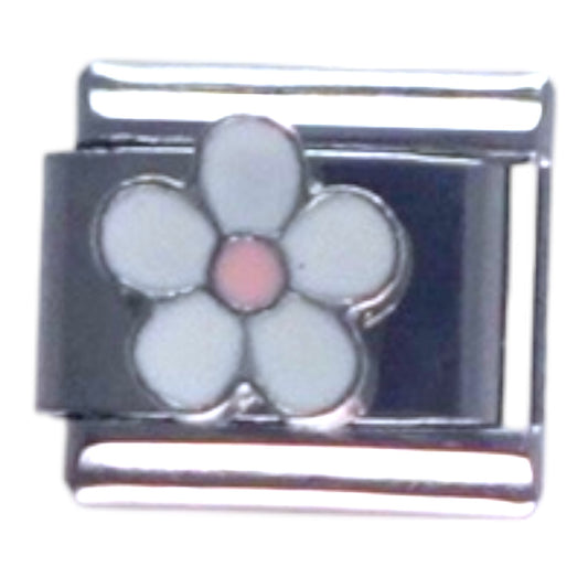 White Flower Silver Italian Charm