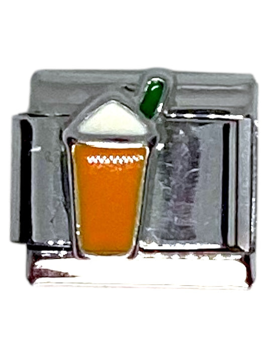 Orange Drink Silver Italian Charm
