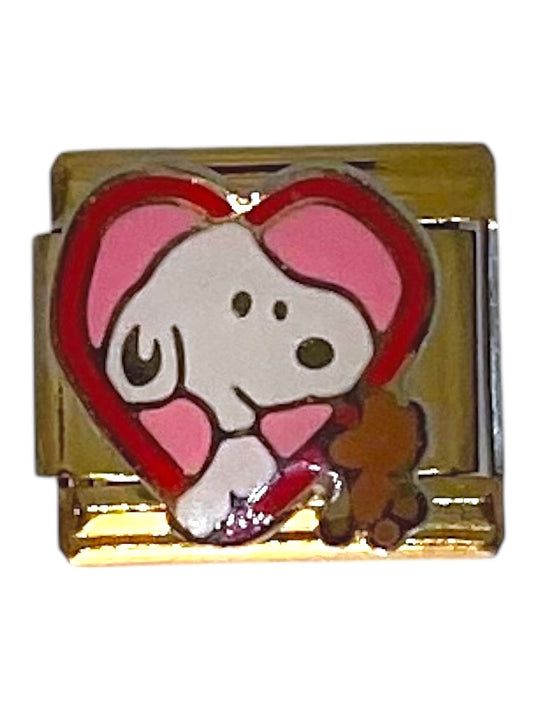 Snoopy with Heart Gold Italian Charm
