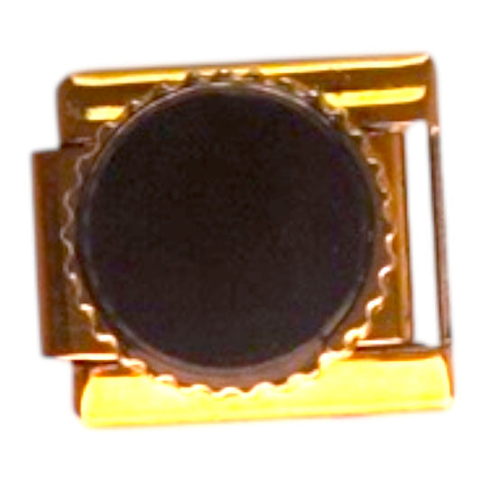 Black Circle Gold Italian Charm