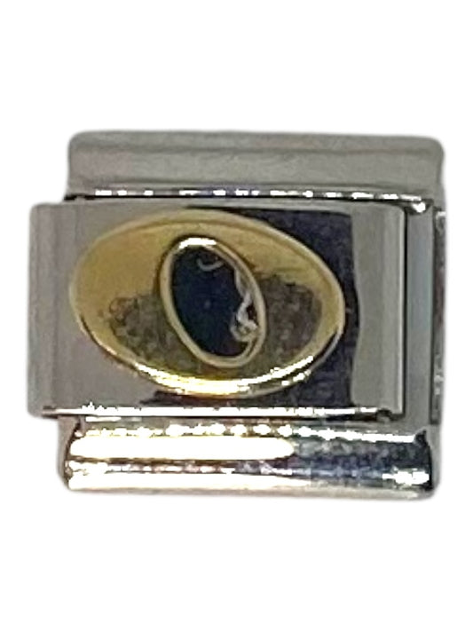 Gold Letter “O” Silver Italian Charm