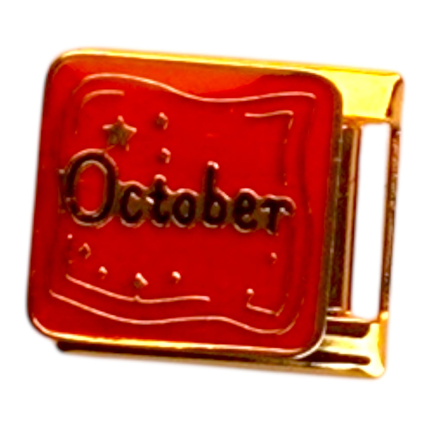 Red October Month Gold Italian Charm