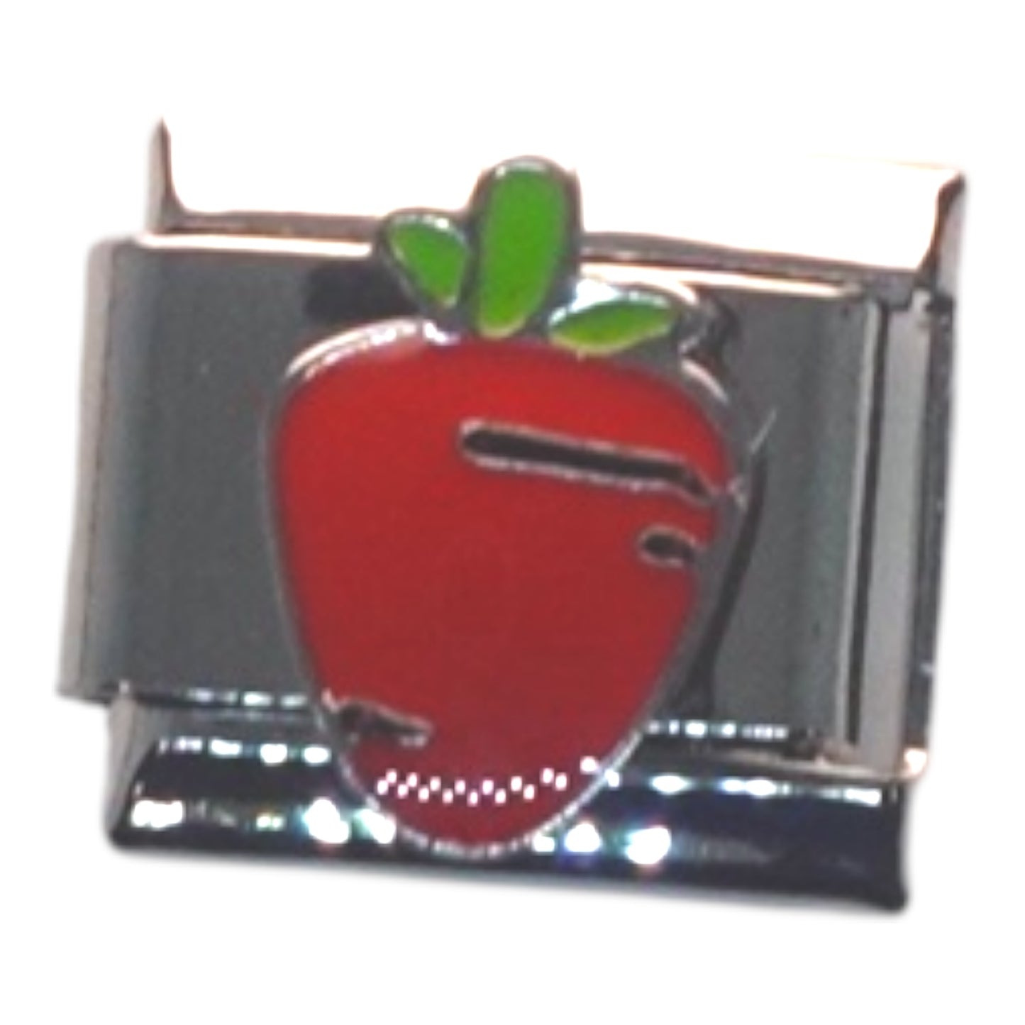 Red Strawberry Silver Italian Charm