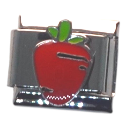Red Strawberry Silver Italian Charm