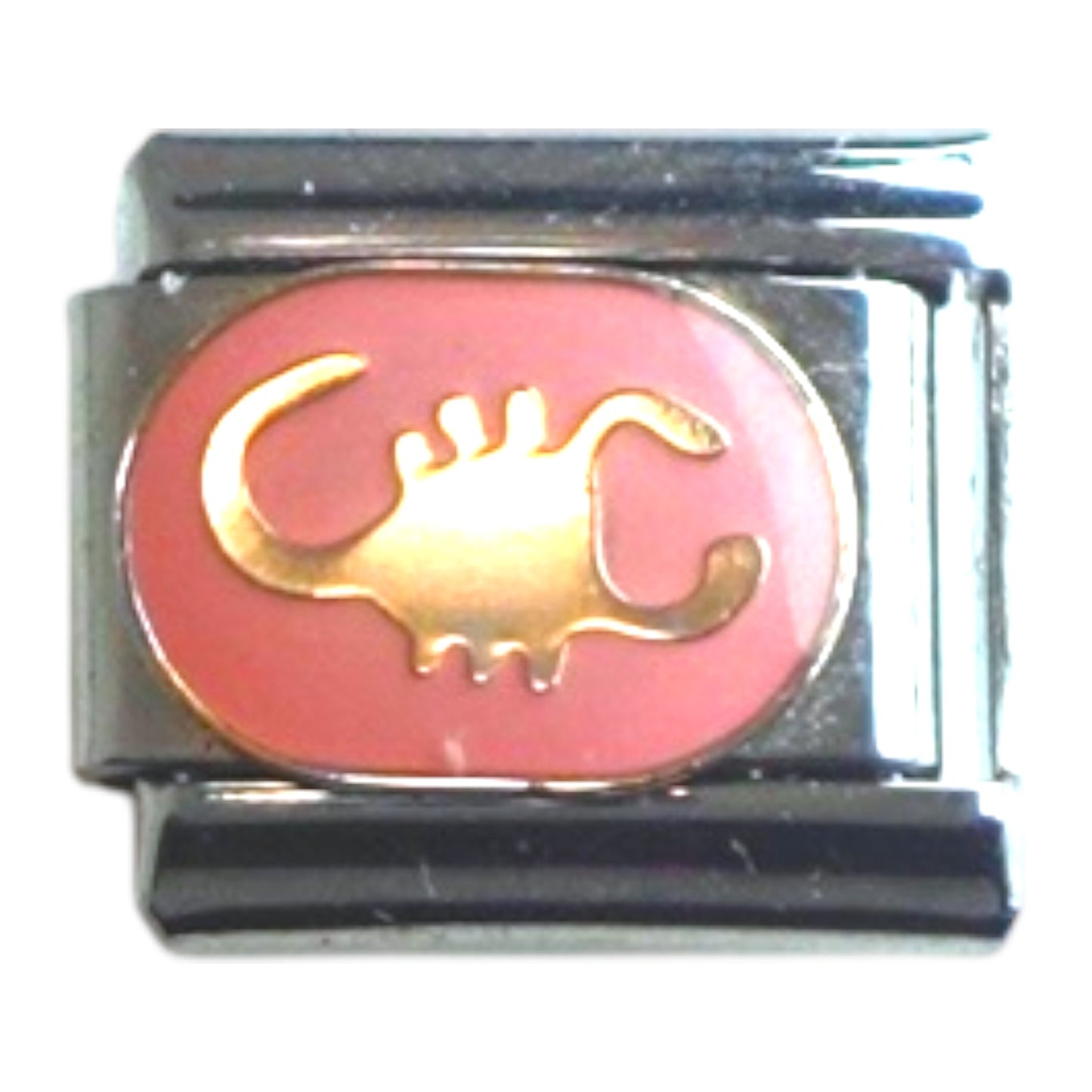 Gold Scorpion Zodiac Symbol on Pink Background Italian Charm