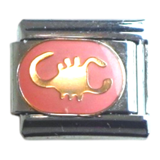 Gold Scorpion Zodiac Symbol on Pink Background Italian Charm