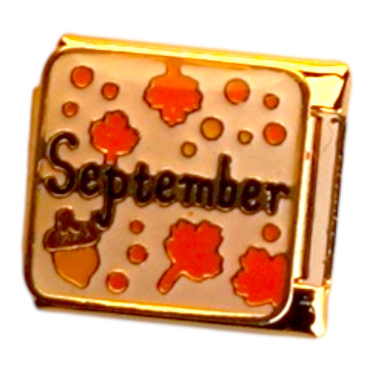 September Autumn Leaves Gold Italian Charm