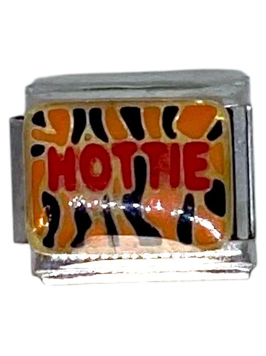 Hottie Tiger Print Silver Italian Charm