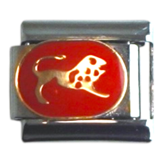 Leo Zodiac Gold & Red Italian Charm
