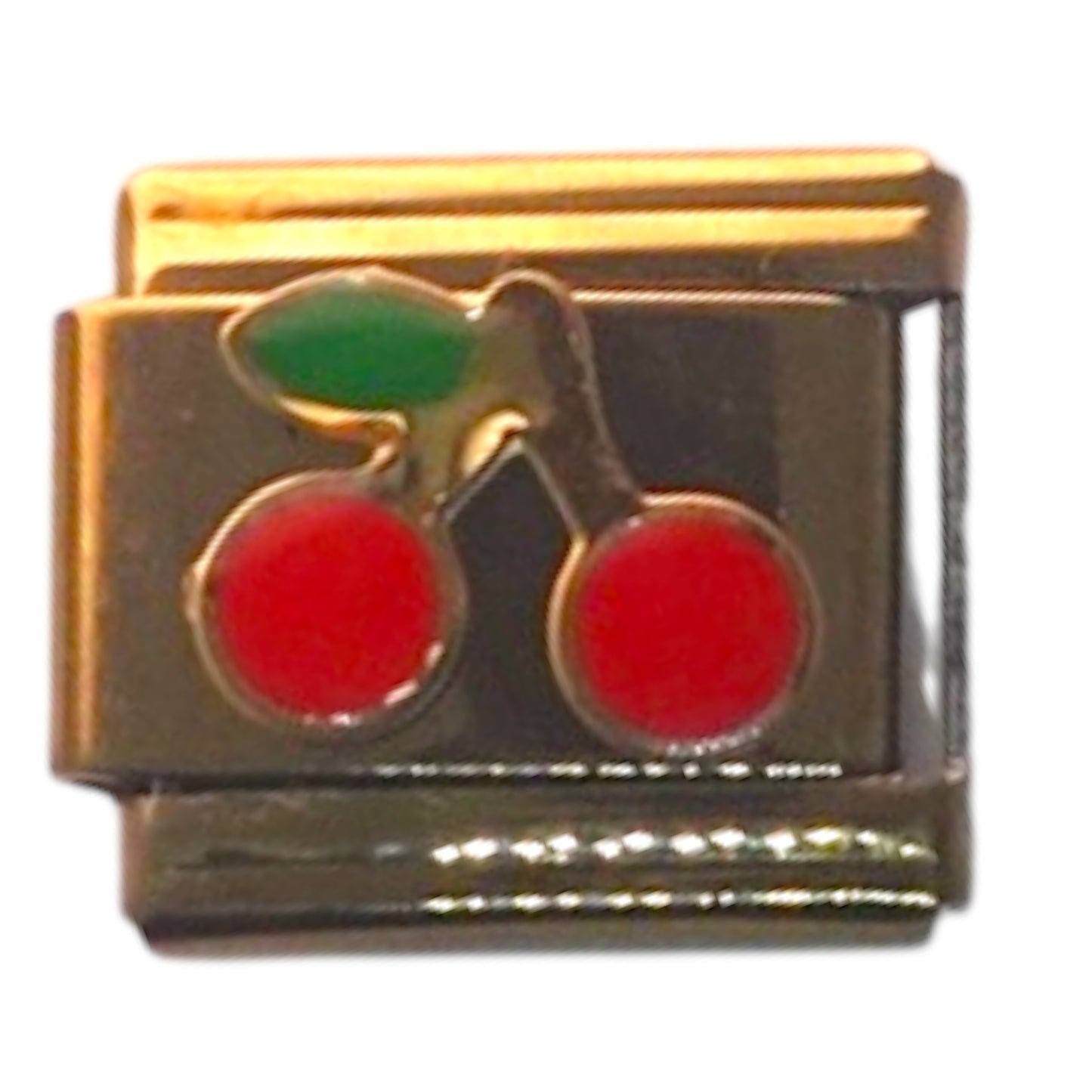 Red Cherry Gold Italian Charm