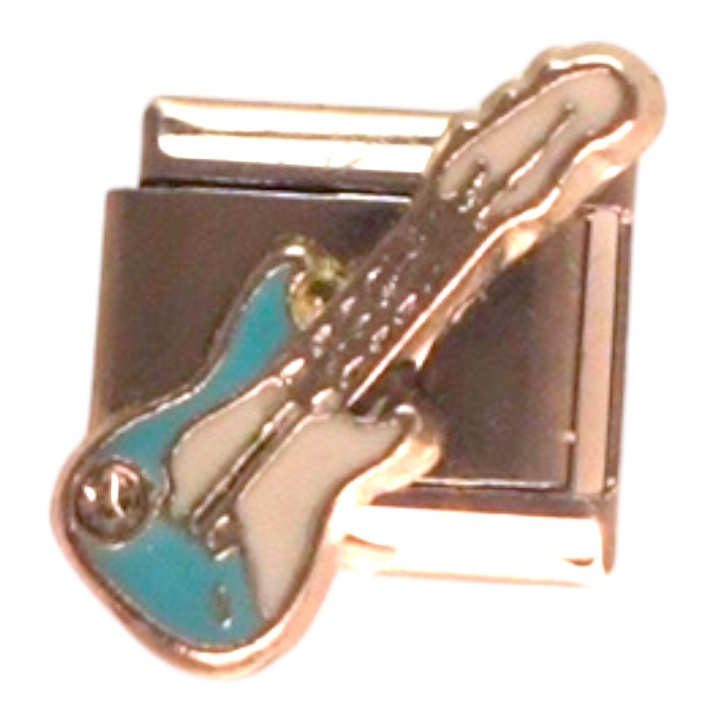 Blue Electric Guitar Gold Italian Charm