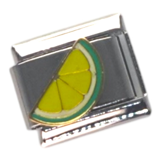 Lime Slice Silver Italian Charm